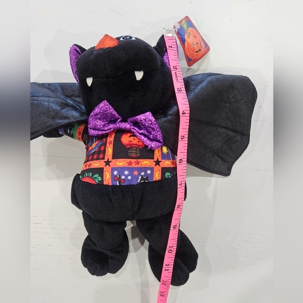 Chosun International Vintage Halloween Stuffed Black Bat. Retro Summerween - Picture 7 of 8